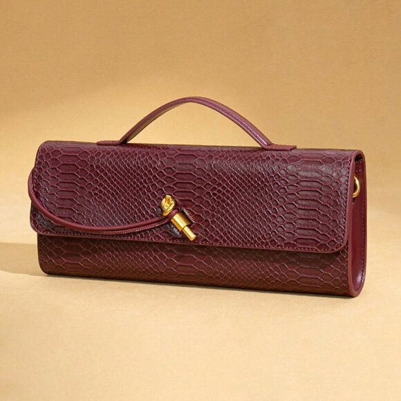 Burgundy Preppy Women's Envelope Handbag - Picture 1 of 11